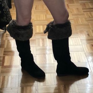 Black Sam Edelman boots with brown fur